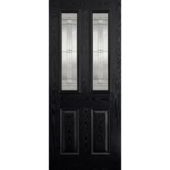 LPD Malton 2L Glazed Pre-Finished Black Front White Inside Exterior Door 2032 X 813 X 44mm - GRPMALBLA32