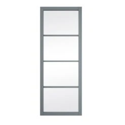 JELD-WEN Grey 4 Panel Clear Glazed Interior Door - 1981 X 762 X 35mm - 26GRSHAK4+GCF