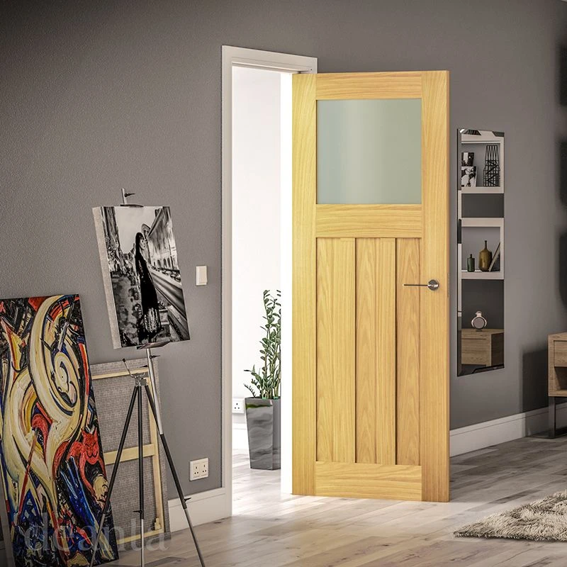 Deanta Cambridge Unfinished Oak Frosted Glaze Interior Door 2032 X 813 X 35mm- 35CAMBGUNX813 1 Deanta Cambridge Unfinished Oak Frosted Glaze Interior Door 2032 X 813 X 35mm- 35CAMBGUNX813