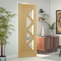 Deanta Ely Prefinished Oak Glazed Interior Door 1981 X 686 X 35mm - 35ELYGX686FSC