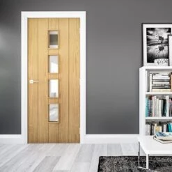 Deanta Galway Unfinished Oak Glazed Interior Door 1981 X 762 X 35mm - 35GALCGUNX762