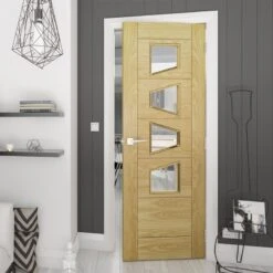 Deanta Seville Prefinished Oak Glazed Interior Door 1981 X 838 X 35mm - 35UK16G4SX838FSC