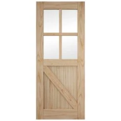 JELD-WEN Framed, Ledged And Braced Clear Glazed, Sliding Barn Interior Door 2073 X 862 X 35mm - 862MINFLBPRT+GC