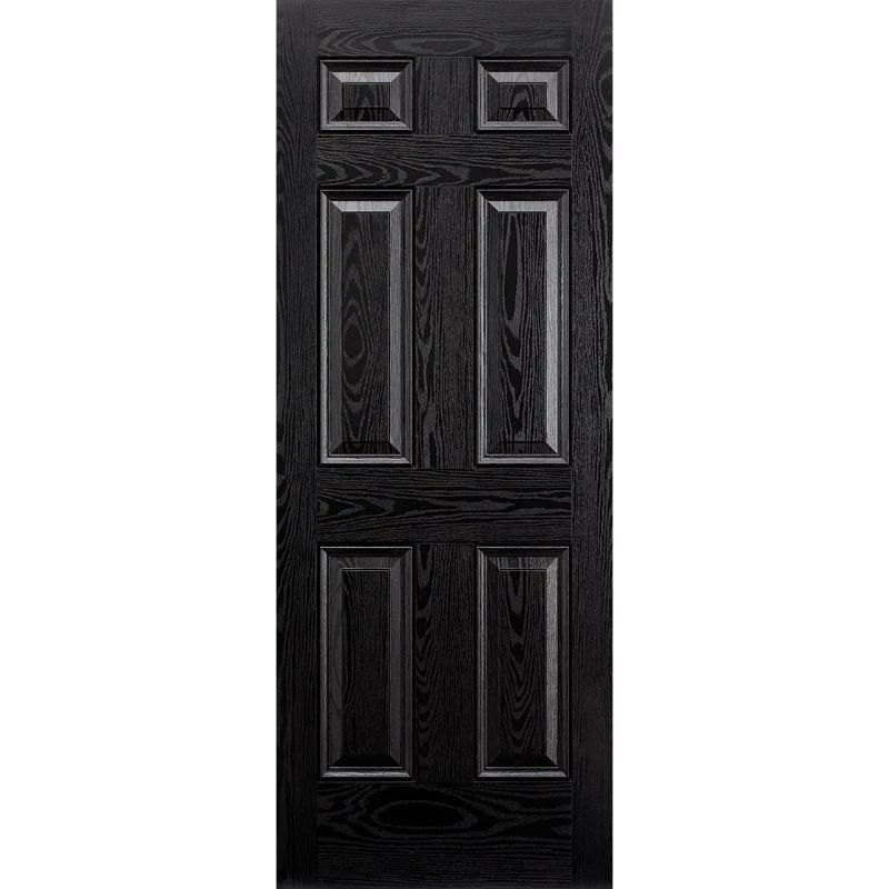 LPD Colonial 6P Pre-Finished Black GRP Exterior Door 1981 X 838 X 44mm - GRPCOLBLA33 1 LPD Colonial 6P Pre-Finished Black GRP Exterior Door 1981 X 838 X 44mm - GRPCOLBLA33