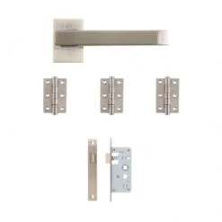 Deanta Argo Urban Latch Kit With 3 Hinges - Satin Nickel Chrome - ARGULAK76SNC