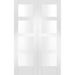 XL Joinery Shaker Internal White Primed Rebated Door Pair With Clear Glass 1981 X 915 X 40mm - GWPPSHA4L36C