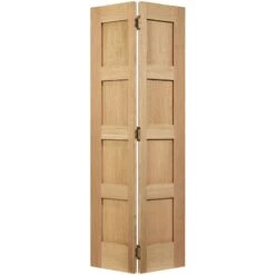 LPD Shaker 4P Bi-Fold Unfinished Oak Interior Door 1981 X 686 X 35mm - BFOSHAKER4P27