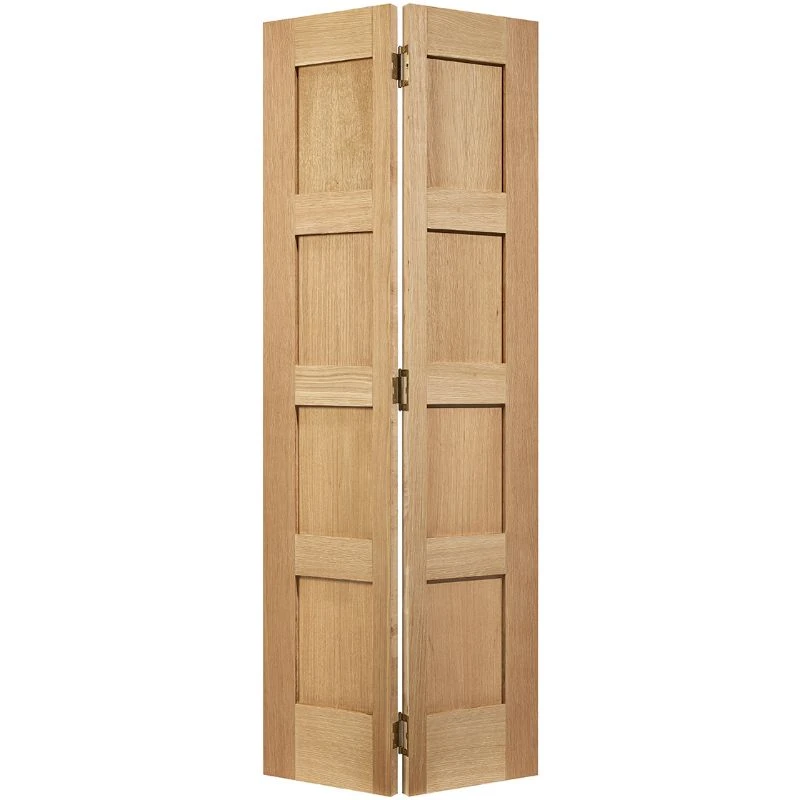 LPD Shaker 4P Bi-Fold Unfinished Oak Interior Door 1981 X 686 X 35mm - BFOSHAKER4P27 1 LPD Shaker 4P Bi-Fold Unfinished Oak Interior Door 1981 X 686 X 35mm - BFOSHAKER4P27