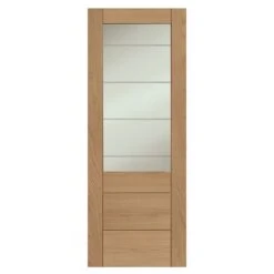 XL Joinery Palermo 2XG Internal Oak Door With Clear Etched Glass - EGOPALXG24