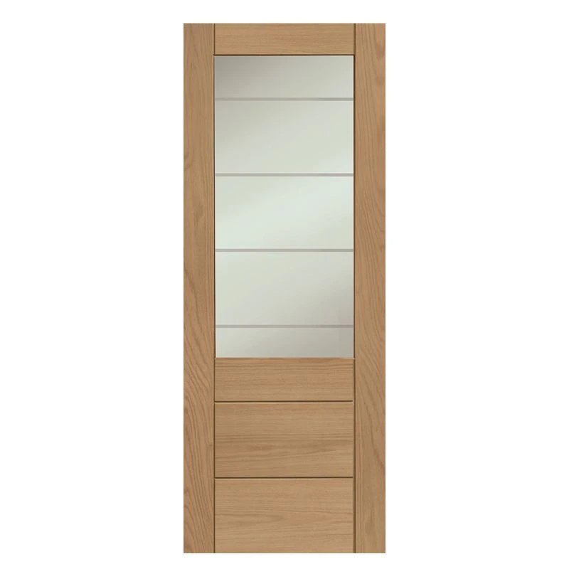 XL Joinery Palermo Essential 2XG Internal Oak Pre-Finished Door With Clear Etched Glass - EPFGOPALXG32 1 XL Joinery Palermo Essential 2XG Internal Oak Pre-Finished Door With Clear Etched Glass - EPFGOPALXG32