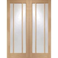 XL Joinery Worcester Internal Oak Rebated Door Pair With Clear Glass 1981 X 1372 X 40mm - GOPWOR54