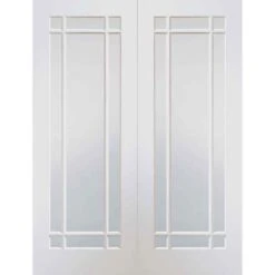 XL Joinery Cheshire Internal White Primed Rebated Door Pair With Clear Glass 1981 X 1168 X 40mm - GWPPCHE46