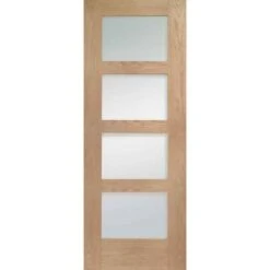 XL Joinery Shaker 4 Light Pre-Finished Internal Oak Door With Clear Glass 1981 X 610 X 35mm - PFGOSHA4L24C