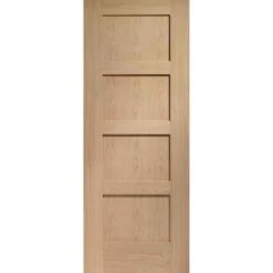 XL Joinery Shaker 4 Panel Pre-finished Internal Oak Door 1981 X 838 X 35mm - PFINTOSHA4P33