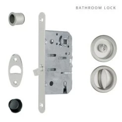 Deanta Pocket Door Round Bathroom Lock - Satin Chrome - PDSKBLSC