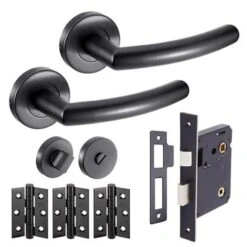JB Kind Raven Black Door Handle Privacy Latch Pack - RAVPP