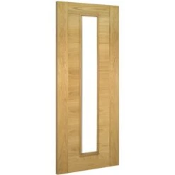 Deanta Seville Prefinished Oak Glazed Interior Fire Door 1981 X 610 X 45mm - 45UK16CGF/DX610FSC -Bostitch Store seville angled 3