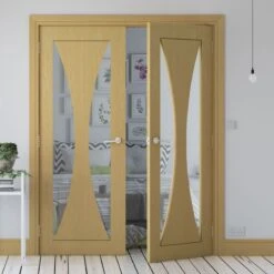 Deanta Sorrento Prefinished Oak Glazed Interior Door 1981 X 762 X 35mm - 35SORGX762FSC