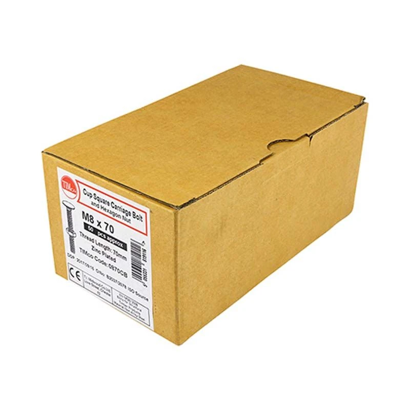 Timco Carriage Bolts & Hex Nuts - Zinc Box 100pcs - M10 X 30 - 1030CB 2 Timco Carriage Bolts & Hex Nuts - Zinc Box 100pcs - M10 X 30 - 1030CB - Image 2