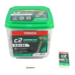 Timco C2 Strong-Fix Multi-Purpose Premium Screws - PZ - Double Countersunk - Yellow 2000pcs Tub - 3.5 X 25 - 35025C2TUB 6 Timco C2 Strong-Fix Multi-Purpose Premium Screws - PZ - Double Countersunk - Yellow 2000pcs Tub - 3.5 X 25 - 35025C2TUB -Bostitch Store t i timco 35025c2tub 2