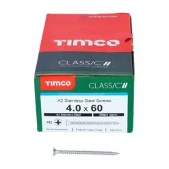 Timco Classic Multi-Purpose Screws - PZ - Double Countersunk - A2 Stainless Steel Box 200pcs - 4.0 X 60 - 40060CLASS -Bostitch Store t i timco 40060class 2
