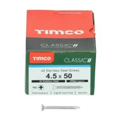 Timco Classic Multi-Purpose Screws - PZ - Double Countersunk - A2 Stainless Steel Box 200pcs - 4.5 X 50 - 45050CLASS -Bostitch Store t i timco 45050class 2