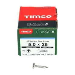 Timco Classic Multi-Purpose Screws - PZ - Pan Head - A2 Stainless Steel Box 200pcs - 5.0 X 25 - 50025CLAPSS -Bostitch Store t i timco 50025clapss 2