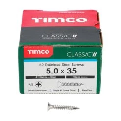 Timco Classic Multi-Purpose Screws - PZ - Double Countersunk - A2 Stainless Steel Box 200pcs - 5.0 X 35 - 50035CLASS -Bostitch Store t i timco 50035class 2