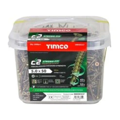 Timco C2 Strong-Fix Multi-Purpose Premium Screws - PZ - Double Countersunk - Yellow Tub 1600pcs - 5.0 X 50 - 50050C2LT -Bostitch Store t i timco 50050c2lt 2
