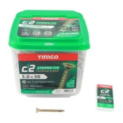 Timco C2 Strong-Fix Multi-Purpose Premium Screws - PZ - Double Countersunk - Yellow 600pcs Tub - 5.0 X 50 - 50050C2TUB -Bostitch Store t i timco 50050c2tub 2