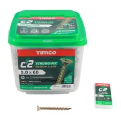 Timco C2 Strong-Fix Multi-Purpose Premium Screws - PZ - Double Countersunk - Yellow 400pcs Tub - 5.0 X 60 - 50060C2TUB -Bostitch Store t i timco 50060c2tub 2