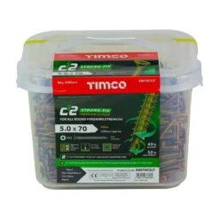 Timco C2 Strong-Fix Multi-Purpose Premium Screws - PZ - Double Countersunk - Yellow Tub 1200pcs - 5.0 X 70 - 50070C2LT -Bostitch Store t i timco 50070c2lt 2