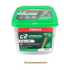 Timco C2 Strong-Fix Multi-Purpose Premium Screws - PZ - Double Countersunk - Yellow 375pcs Tub - 5.0 X 70 - 50070C2TUB -Bostitch Store t i timco 50070c2tub 2