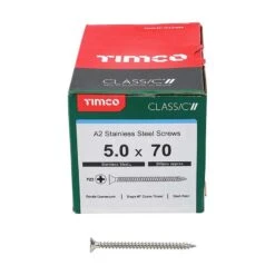 Timco Classic Multi-Purpose Screws - PZ - Double Countersunk - A2 Stainless Steel Box 200pcs - 5.0 X 70 - 50070CLASS -Bostitch Store t i timco 50070class 2