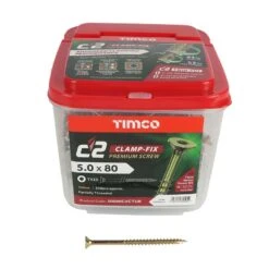 Timco C2 Clamp-Fix Premium Clamping Multi-Purpose Screws - TX - Double Countersunk - Yellow 350pcs Tub - 5.0 X 80 - 50080C2CTUB -Bostitch Store t i timco 50080c2ctub 2