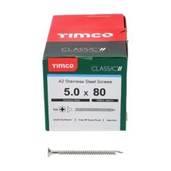 Timco Classic Multi-Purpose Screws - PZ - Double Countersunk - A2 Stainless Steel Box 200pcs - 5.0 X 80 - 50080CLASS -Bostitch Store t i timco 50080class 2
