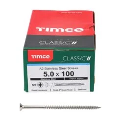 Timco Classic Multi-Purpose Screws - PZ - Double Countersunk - A2 Stainless Steel Box 100pcs - 5.0 X 100 - 50100CLASS -Bostitch Store t i timco 50100class 2