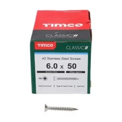 Timco Classic Multi-Purpose Screws - PZ - Double Countersunk - A2 Stainless Steel Box 200pcs - 6.0 X 50 - 60050CLASS -Bostitch Store t i timco 60050class 2