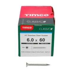 Timco Classic Multi-Purpose Screws - PZ - Double Countersunk - A2 Stainless Steel Box 200pcs - 6.0 X 60 - 60060CLASS -Bostitch Store t i timco 60060class 2