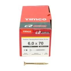 Timco C2 Clamp-Fix Multi-Purpose Premium Screws - TX - Double Countersunk - Yellow 200pcs Box - 6.0 X 70 - 60070C2C -Bostitch Store t i timco 60070c2c 2