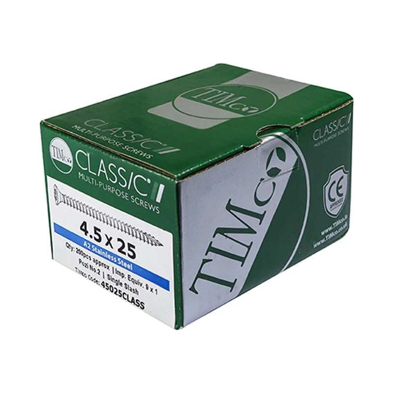 Timco Classic Multi-Purpose Screws - PZ - Double Countersunk - A2 Stainless Steel Box 200pcs - 6.0 X 70 - 60070CLASS 2 Timco Classic Multi-Purpose Screws - PZ - Double Countersunk - A2 Stainless Steel Box 200pcs - 6.0 X 70 - 60070CLASS - Image 2