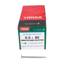 Timco Classic Multi-Purpose Screws - PZ - Double Countersunk - A2 Stainless Steel Box 200pcs - 6.0 X 80 - 60080CLASS -Bostitch Store t i timco 60080class 2