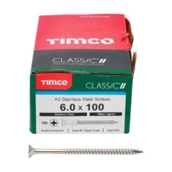 Timco Classic Multi-Purpose Screws - PZ - Double Countersunk - A2 Stainless Steel Box 100pcs - 6.0 X 100 - 60100CLASS -Bostitch Store t i timco 60100class 2
