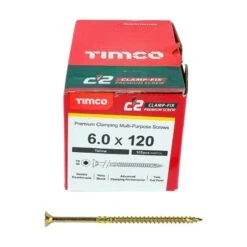 Timco C2 Clamp-Fix Multi-Purpose Premium Screws - TX - Double Countersunk - Yellow 100pcs Box - 6.0 X 120 - 60120C2C -Bostitch Store t i timco 60120c2c 2