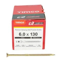 Timco C2 Clamp-Fix Multi-Purpose Premium Screws - TX - Double Countersunk - Yellow 100pcs Box - 6.0 X 130 - 60130C2C -Bostitch Store t i timco 60130c2c 2
