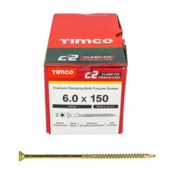 Timco C2 Clamp-Fix Multi-Purpose Premium Screws - TX - Double Countersunk - Yellow 100pcs Box - 6.0 X 150 - 60150C2C -Bostitch Store t i timco 60150c2c 2