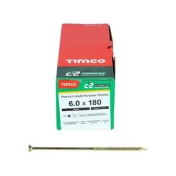 Timco C2 Strong-Fix Multi-Purpose Premium Screws - PZ - Double Countersunk - Yellow 100pcs Box - 6.0 X 180 - 60180C2 -Bostitch Store t i timco 60180c2 2
