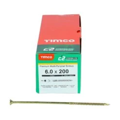 Timco C2 Strong-Fix Multi-Purpose Premium Screws - PZ - Double Countersunk - Yellow 100pcs Box - 6.0 X 200 - 60200C2 -Bostitch Store t i timco 60200c2 2