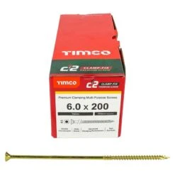 Timco C2 Clamp-Fix Multi-Purpose Premium Screws - TX - Double Countersunk - Yellow 100pcs Box - 6.0 X 200 - 60200C2C -Bostitch Store t i timco 60200c2c 2