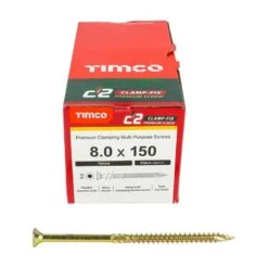 Timco C2 Clamp-Fix Multi-Purpose Premium Screws - TX - Double Countersunk - Yellow 50pcs Box - 8.0 X 150 - 80150C2C -Bostitch Store t i timco 80150c2c 2
